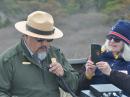 National Parks Service Director Charles " Chuck" Sams, III (left) operates as KM1CC from the South Wellfleet Historic Site at Cape Cod National Seashore. Marconi Cape Cod Radio Club Trustee Barbara Dougan, N1NS, (right). (Marconi Cape Cod Radio Club KM1CC, photo)